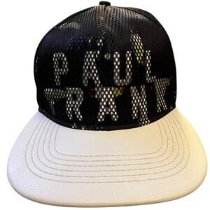 Paul Frank Mesh SnapBack Cap Black White Hat Spellout Pelican Julius Rare OSFA